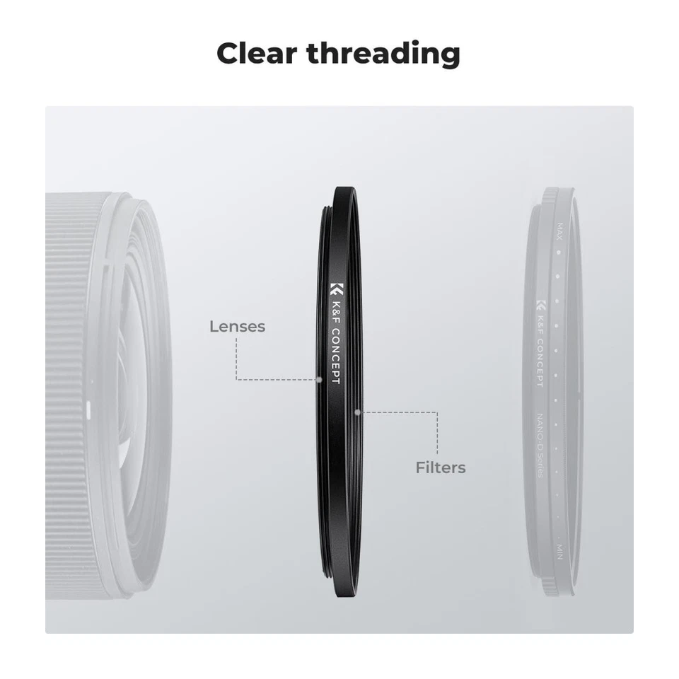 K&F Concept 2 pieces Step Up Ring Aviation-grade Aluminum Filter Adapter Ring - Image 3 of 4