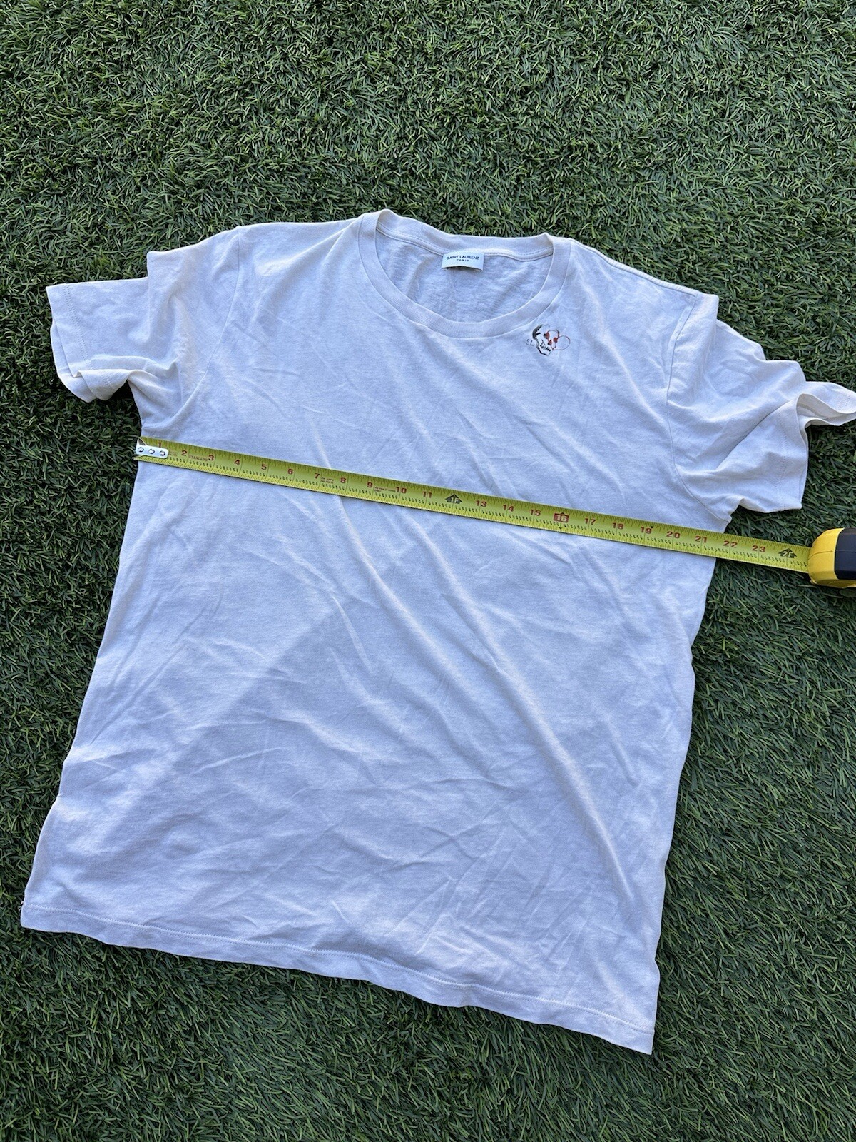 T shirt maglietta teschio Saint Laurent usata una volta bianca taglia media AUTENTICA