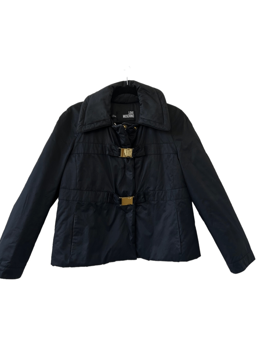 Love Moschino Puffer Buckle Coat Women's Black Size
