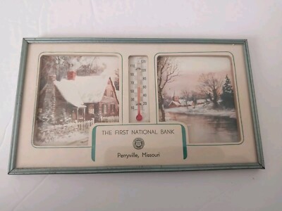 Perryville, Missouri framed advertising thermometer The First National Bank 