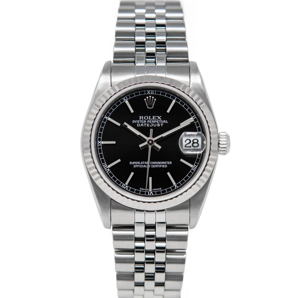 Rolex Women's Datejust 31 Steel & White Gold 68274 Black, Jubilee - Pre-owned