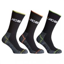 JCB Hi-Vis Work Boot Socks - 3 Pack (Size 6-11) Work Trade Outdoor Sock