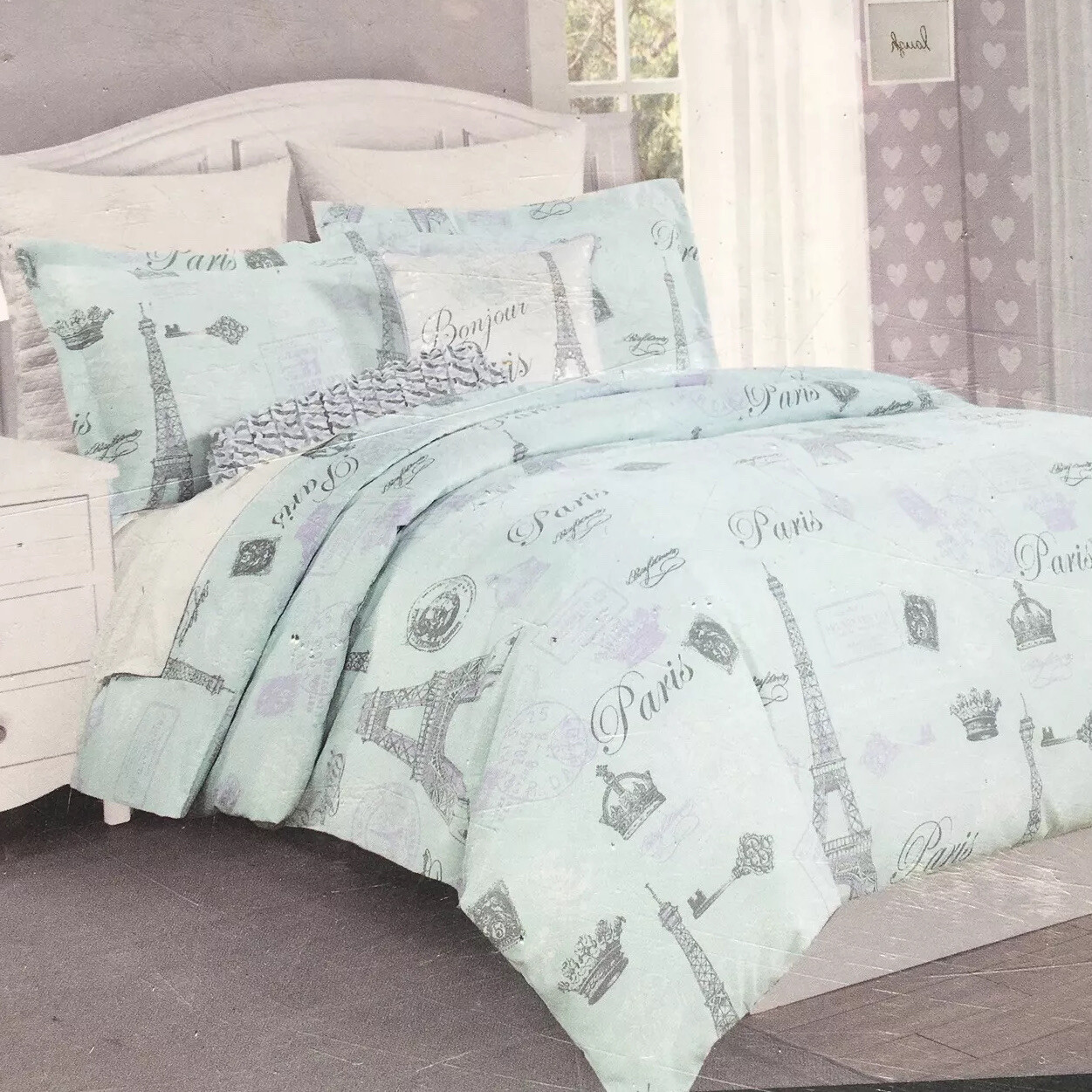 7pc Cynthia Rowley Paris TWIN Bedding 