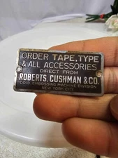 RARE Order Tape Roberts Cushman & CO Gold Embossing NY City Small Plaque/Plate