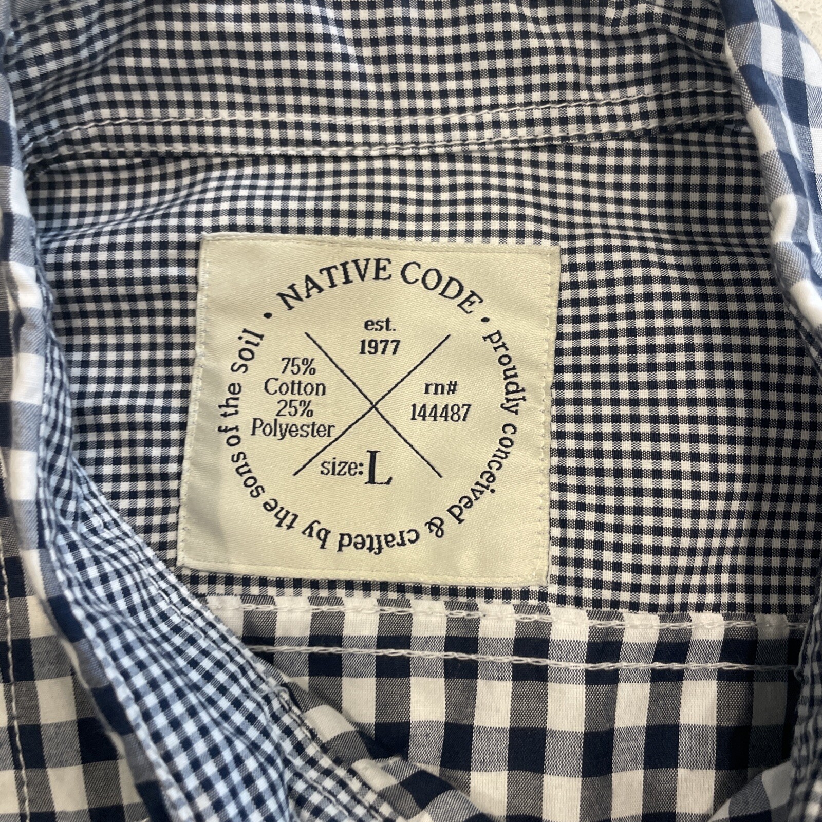 Native Code Mens Polyester Blend LS Button Up Nav… - image 2