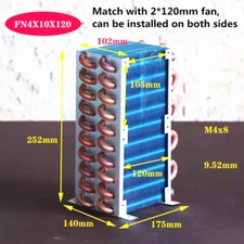 1pcs FN4X10X120 Mini Condenser Radiator Copper Tube Fin Evaporator 2*120 Fan