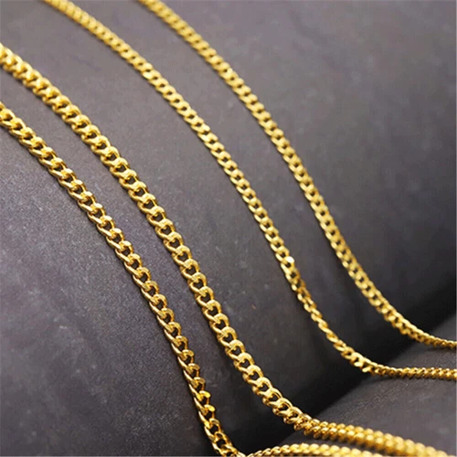 Pure Solid 999 24K Yellow Gold Necklace Men Women Curb Link Chain - Picture 4 of 5
