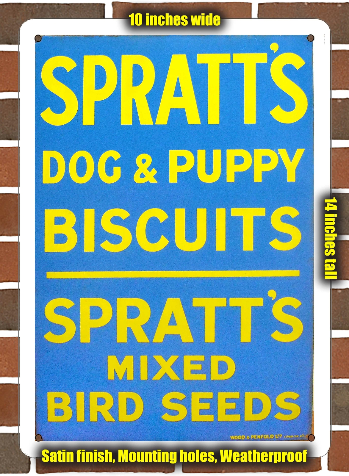 Metal Sign - 1936 Spratt's Dog and Puppy Biscuits - 10x14 inches