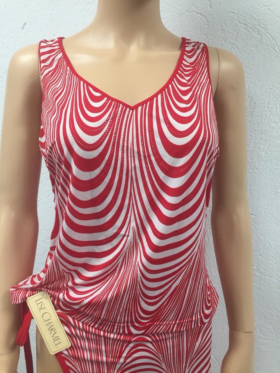 Ensemble Top Et Paréo Lise Charmel Rouge Taille L - Fabriqué En France - Neuf Avec étiquettes - Idéal Pour La Plage Ou L'été