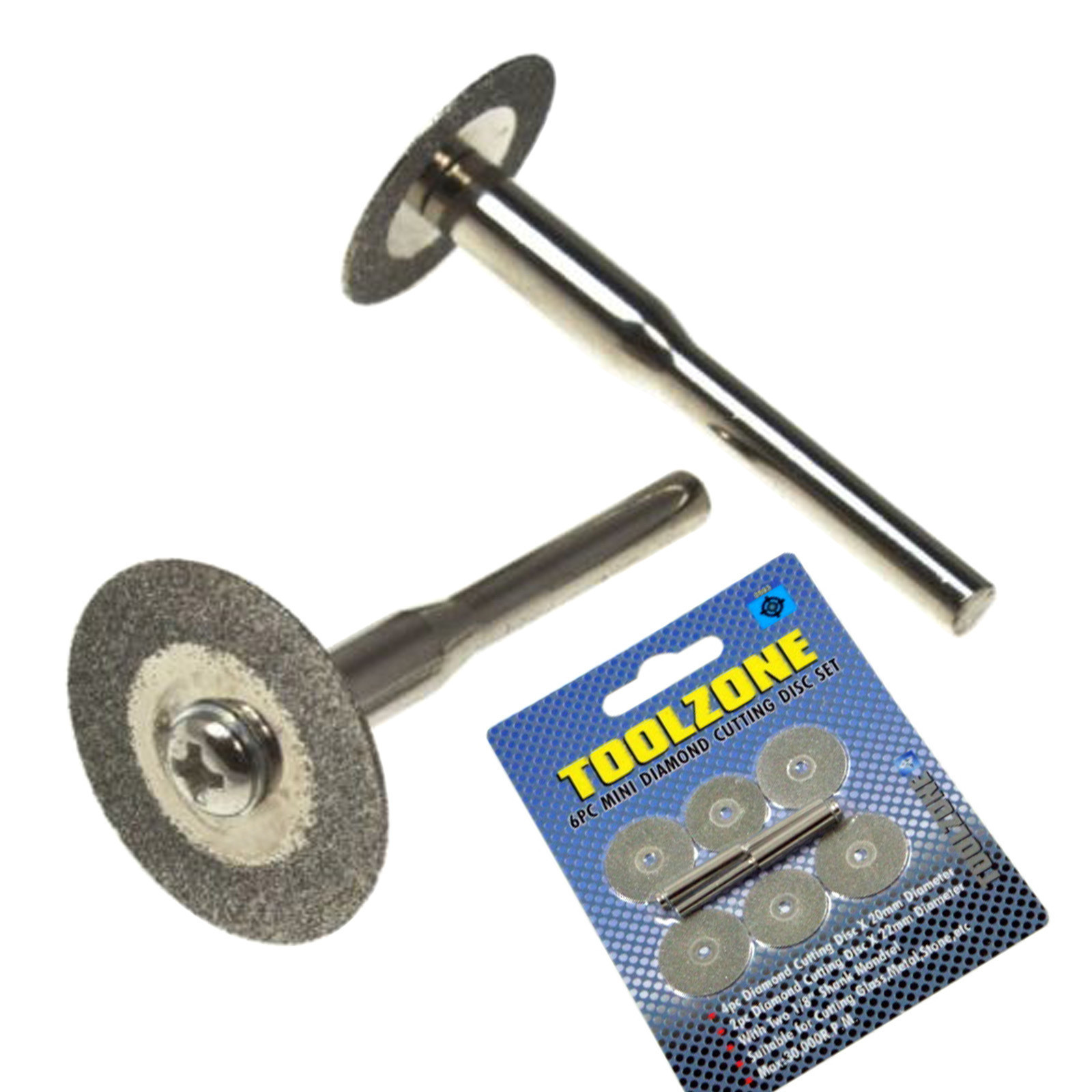 6pc Mini Diamond Cutting Disc Set. For hobby & dremel Drills with 1/8"" shank