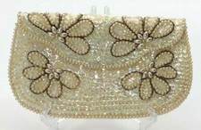 Vintage La Regale Pearl Beaded Evening Clutch with Bugle Bead Scroll Design — listing 6