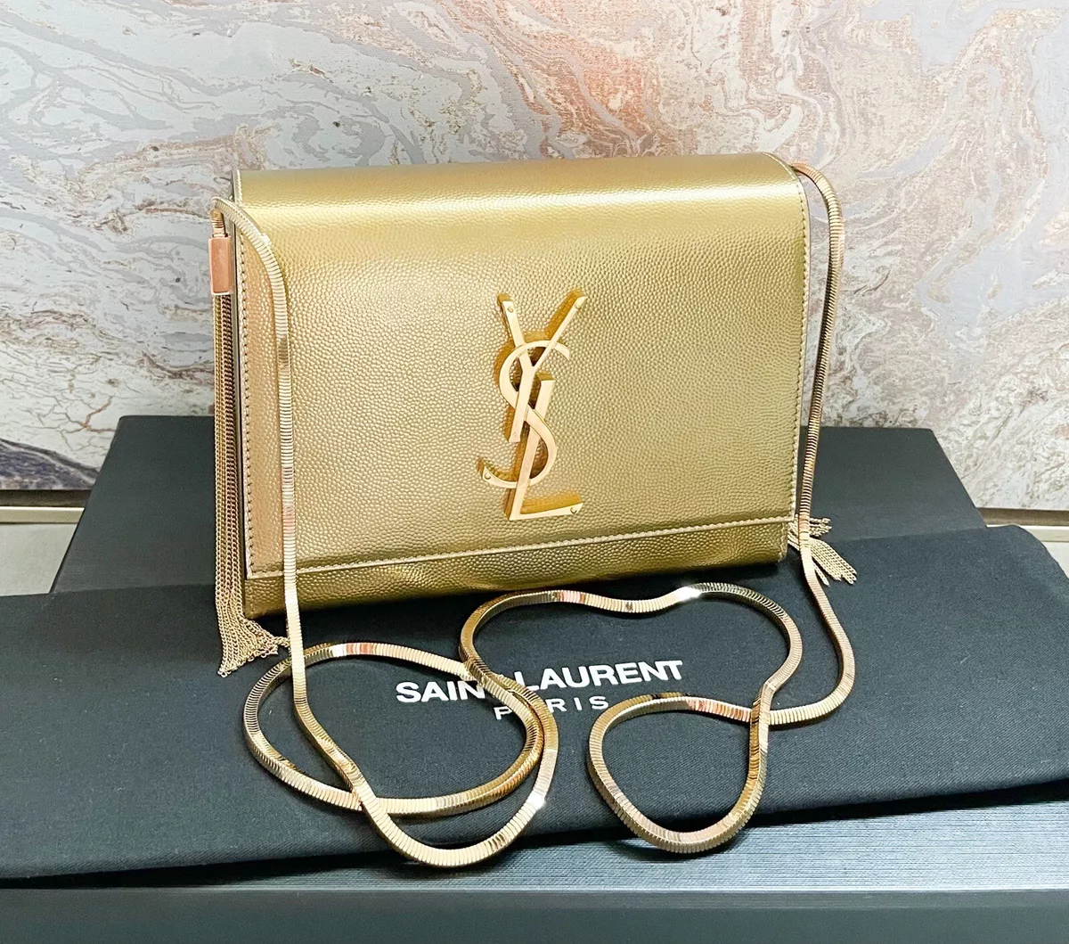 Saint laurent clutch with chain hot sale
