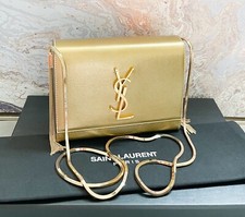 Saint Laurent Kate Box Metallic Gold Tassel Chain Shoulder Bag