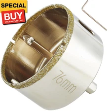 3 Inch Diamond Hole Saw with Pilot Bit, 3" Diamond Tipped Tile Hole Saw with Gui