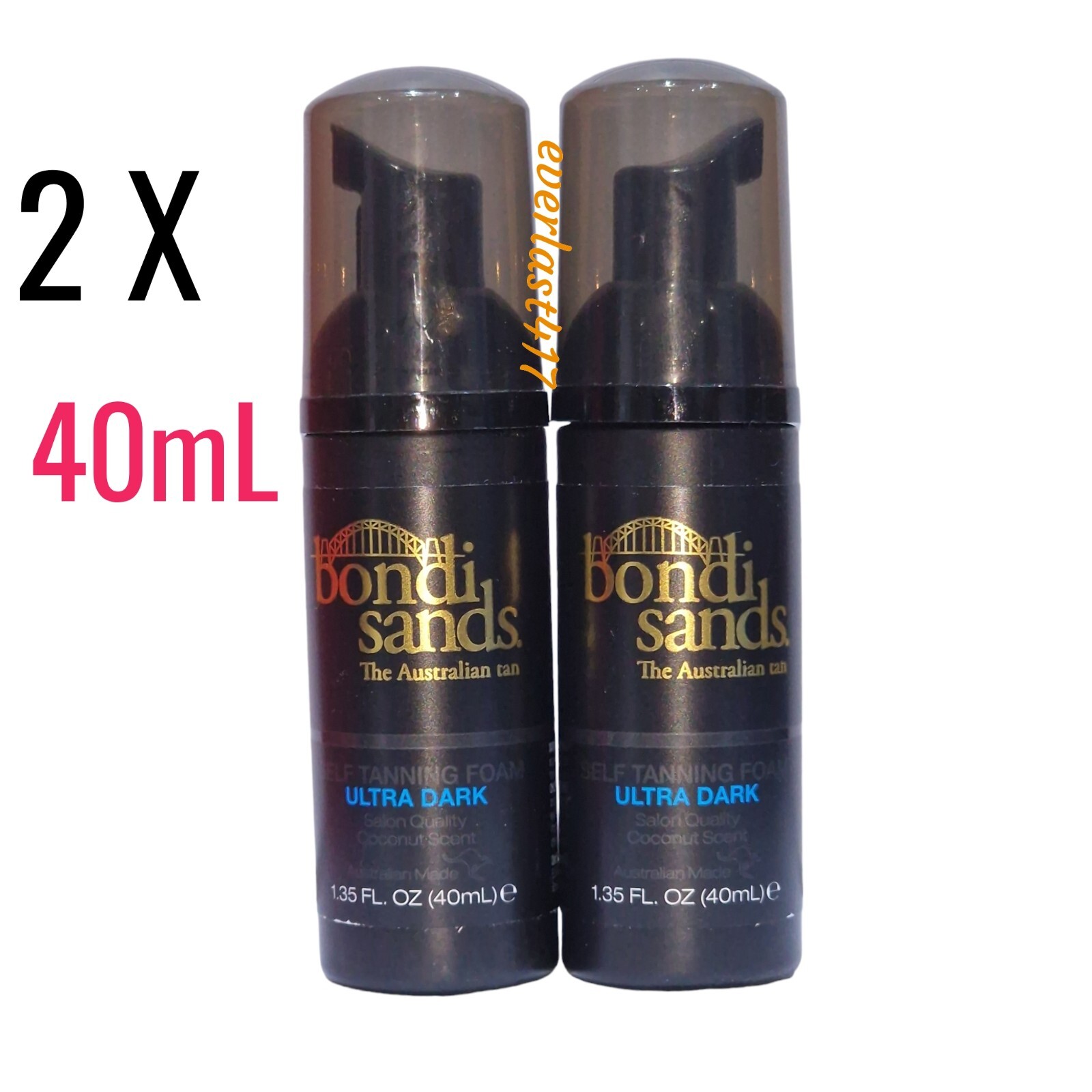 Bondi Sands Self Tanning Foam - Ultra Dark - Travel Size -2 X 40ml - New coconut