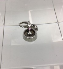 .925 Sterling Silver Dog Dish Charm w/ Pink Swarovski Crystal **NEW NEVER USED**