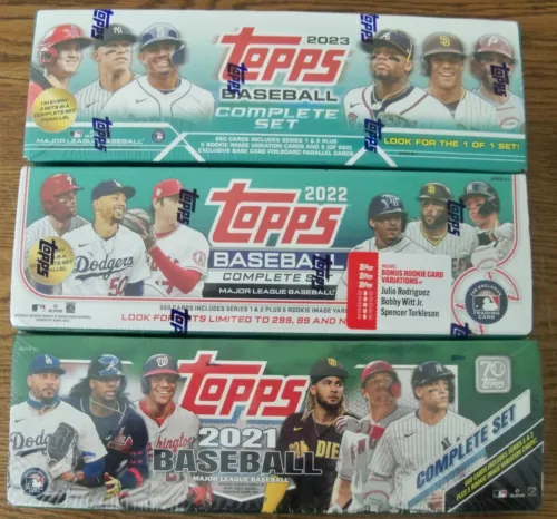 3 Set Lot 2021 2022 2023 Topps Complete Baseball Set FACTORY SEALED