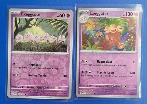 2x Pokémon TCG Paldean Fates: Exeggcute (023/091) + Exeggutor (024/091) RH - NM