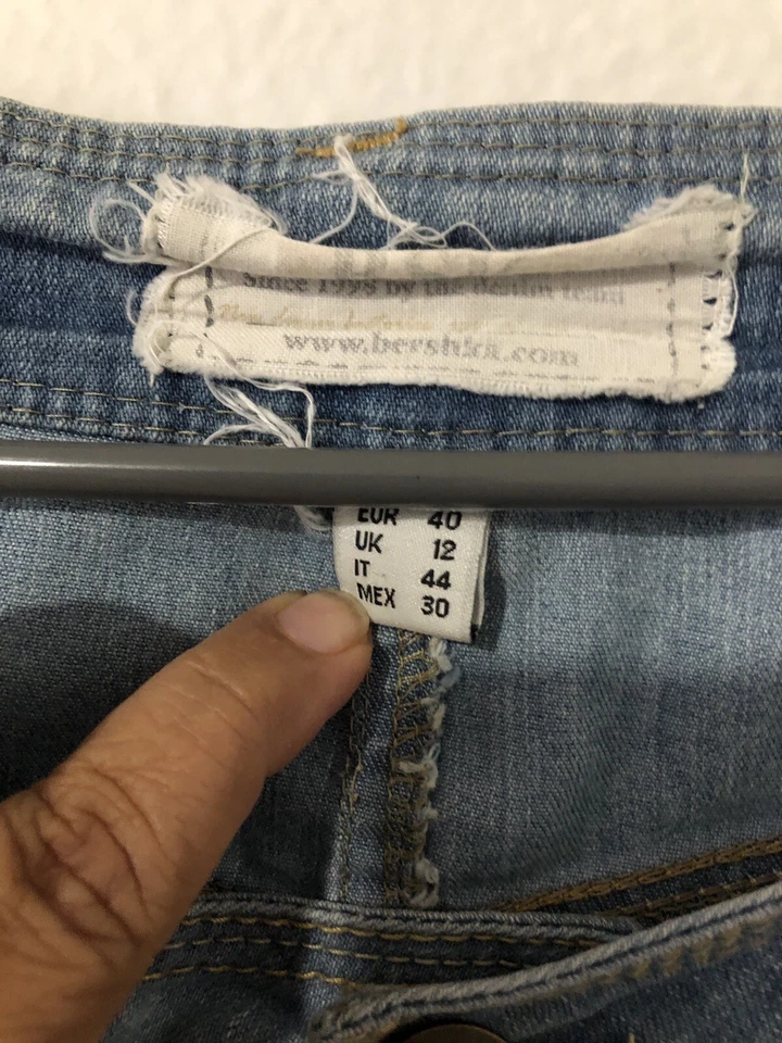 Bershka Denim Skirt Woman's 10 Distressed Mini Jean Skirt eu 40 - Image 2 of 4