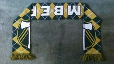 Rare Portland Timbers Green And Gold Argyle Split Logo Scarf