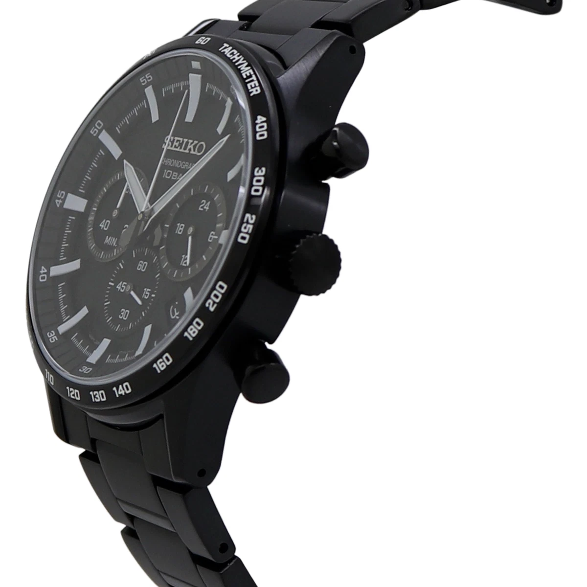 Seiko men's black ion finish nylon strap solar chronograph watch sale
