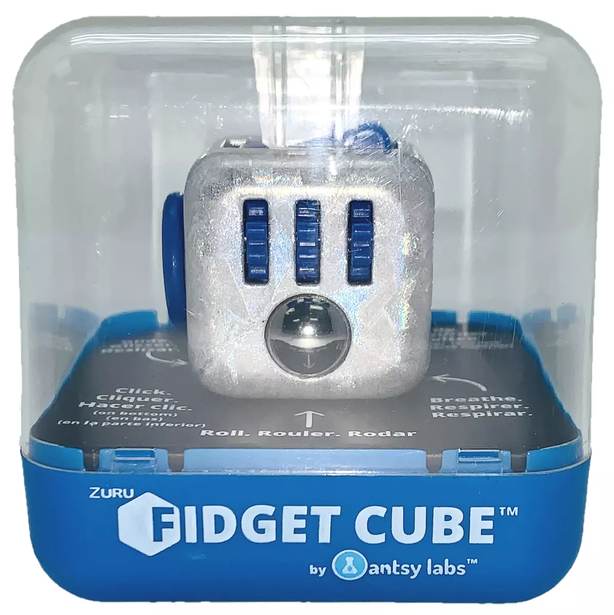 Zuru Fidget Cube by Antsy Labs Hologram Therapuetic Relax Series 3 Silver  Blue 845218020101