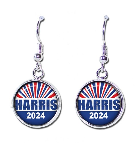 Presidential Election Vote Harris Politcal Handmade Resin Dangling Earrings 16mm - Picture 9 of 10
