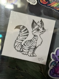 Dragons And Beasties Handmade Art Sketch by Becca Golins Sitting Cat