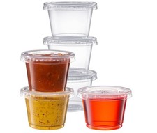 Pantry Value 1 oz. - 100 Count Clear Disposable Plastic Portion Cups with Lids