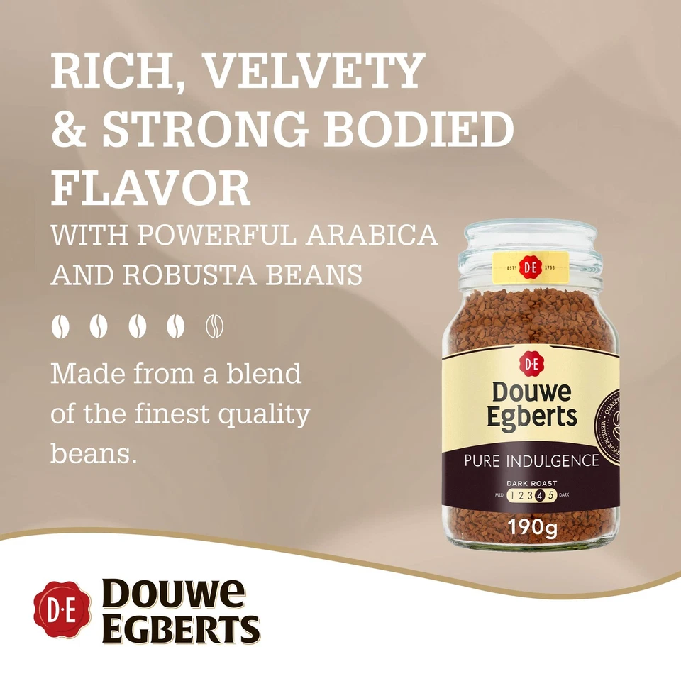 Café instantáneo Douwe Egberts Pure Indulgence en tarro, tostado oscuro, 7,05 onzas, 200 Foto 2 de 4