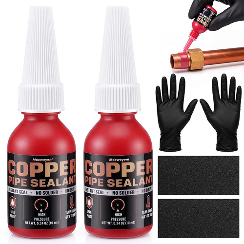 2 Pack Pipe Thread Sealant 0.67 Oz Liquid Solder for Plumbing Copper