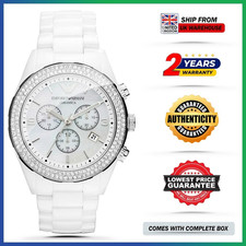 NEW GENUINE EMPORIO ARMANI AR1456 CERAMIC WHITE SVAROWSKI CRYSTAL UNISEX WATCH