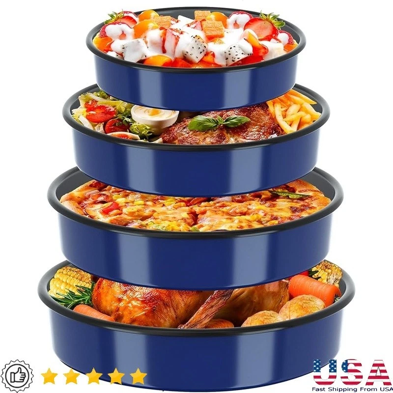 Round Baking Pan Set Nonstick Oven Safe Carbon Steel Kitchen Accessories Gift US