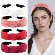4PCS Knotted Headbands for Women Girls - Non Slip Wide Top Knot Headbands, Fa...