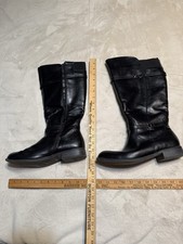 Marbella Knee High Black Leather Zip Up Boots Size 8 1/2 M