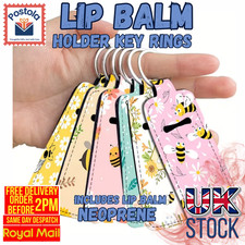 Bee Design Lip Balm Holder Keyring Neoprene Gift Set with Lip Balm