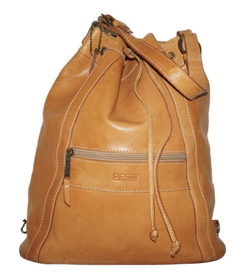 Vintage BREE Large Tan Leather Shoulder Bag Backpack 15x12 *MARKS