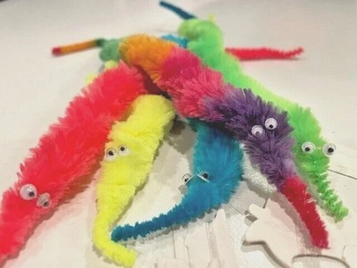 SUPER MAGIC WORMS Rainbow ~ USA ~ Toy 5 / 10 / 20Pcs Twisty Fuzzy Wiggle Favor