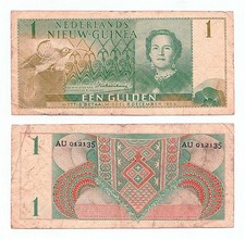 Netherlands New Guinea 1 Gulden 1954 - Rare, VF