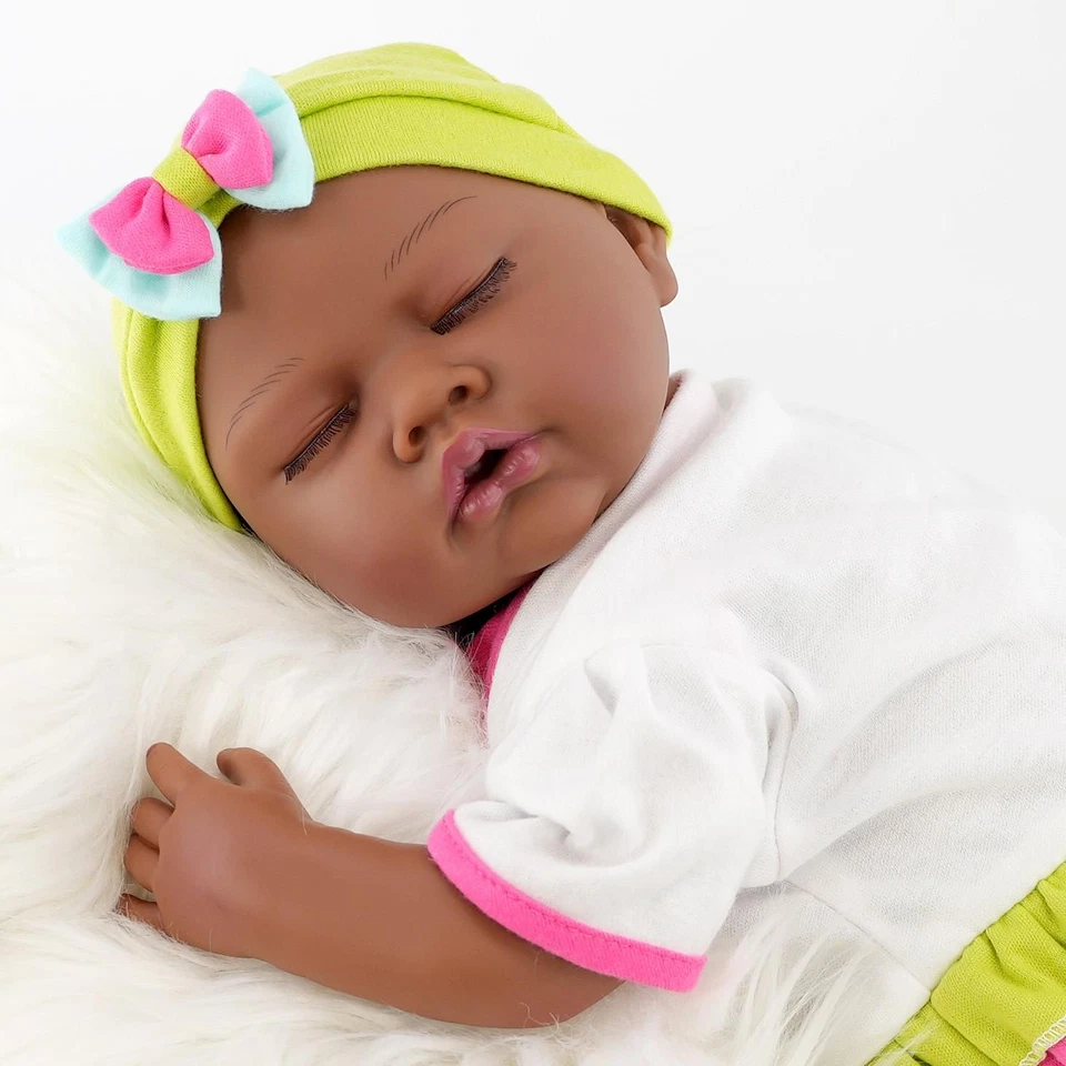 Black Baby Doll Ethnic Reborn Sleeping Girl Realistic 20" Handmade Toy BiBi Doll - Image 3 of 4
