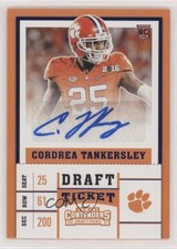2017 Panini Contenders Draft Picks Ticket Blue Foil Cordrea Tankersley Auto sm1