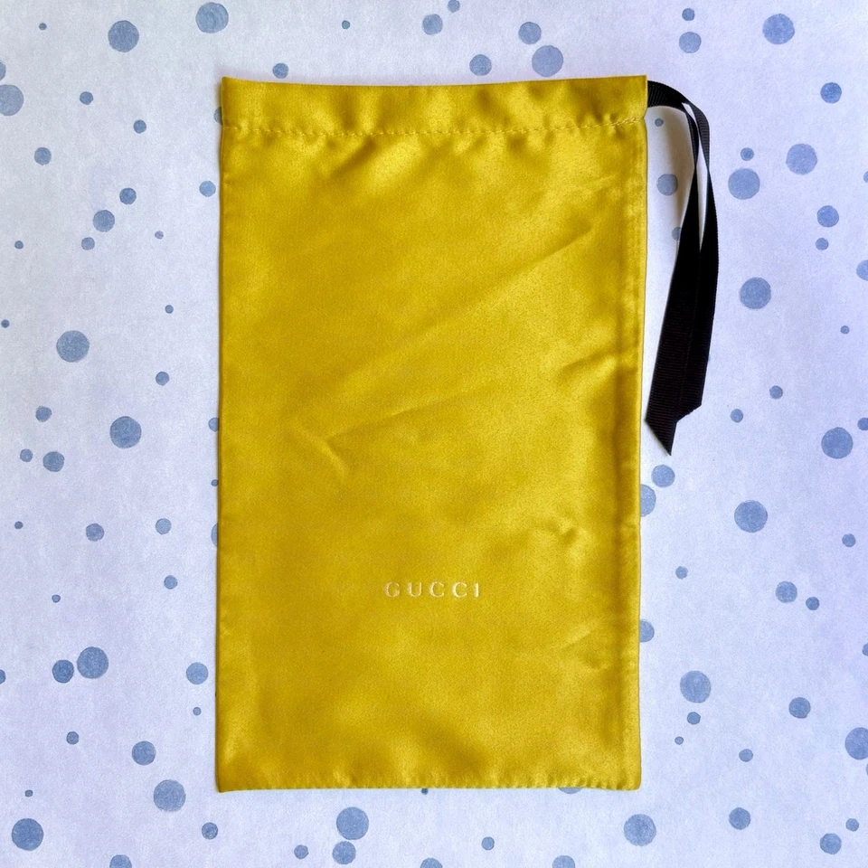 NUEVO AUTÉNTICO GUCCI Gafas de sol Amarillo Dorado Accesorio Bolsa antipolvo Bolsa Foto 2 de 4