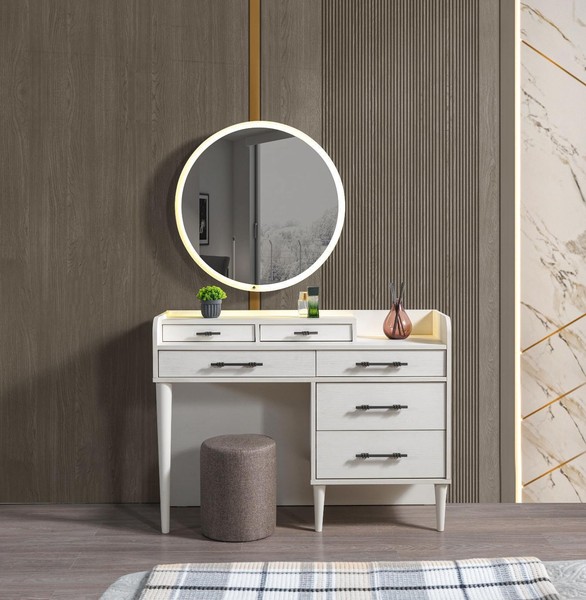 Schminktisch Modern Holz Schlafzimmer Kosmetiktisch Mit Spiegel-image