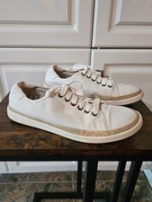 Vionic Hattie White Canvas Casual Comfort Sneakers Jute Trim Coastal Boho Beach