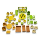 Vtg Fisher Price Little People Lot Tables Chairs Beds Swing Slide Merry Go Round