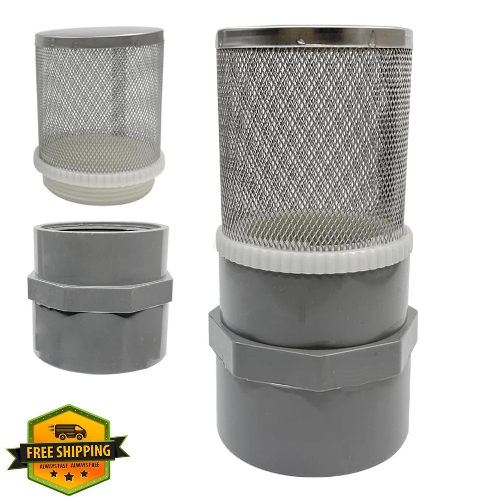 AIMCOCO 1/2" SS Filter Cover and Grey PVC Pipe Strainer, 1 pc