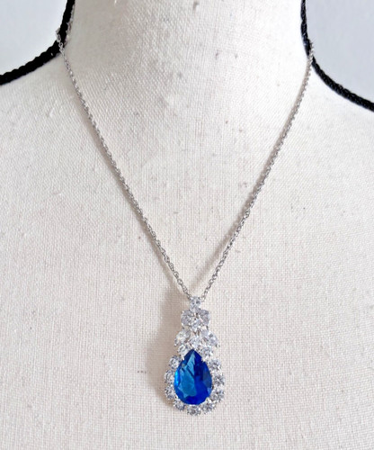 Camrose & Kross Audrey Hepburn Faux Sapphire Pendant Necklace