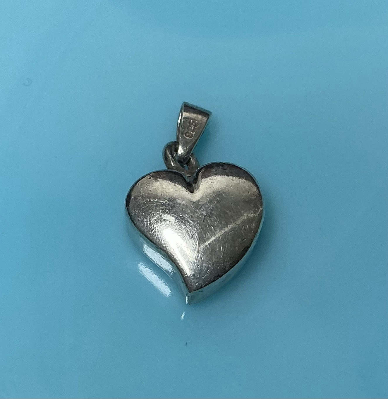 Vintage Sterling Silver Offset Solid Puffy Heart … - image 6