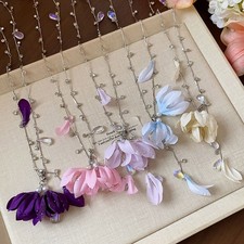 Collana Fiore Forma Y Perline Spiaggia Gioielli Cristallo Collana Collo Accessori