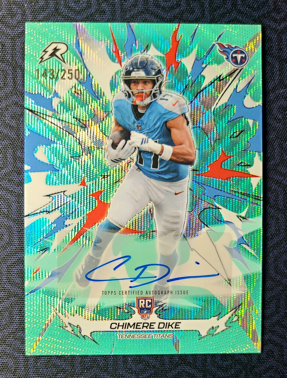 2025 Topps Resurgence Chimere Dike Rookie Auto Aqua Lightning /250 #197 RC Titan